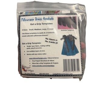 Winner Designs Pillowcase Dress‎ Armhole Get a Grip Templates Sm Med Lg X-Large